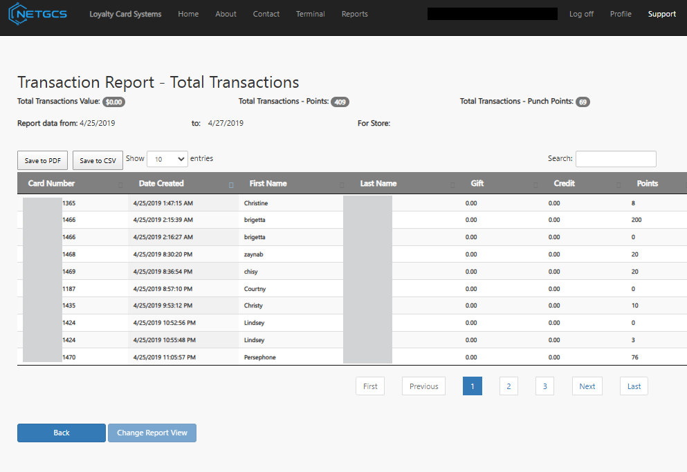 Reports Landing View