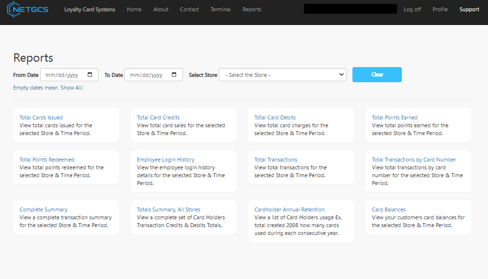 Reports Landing View